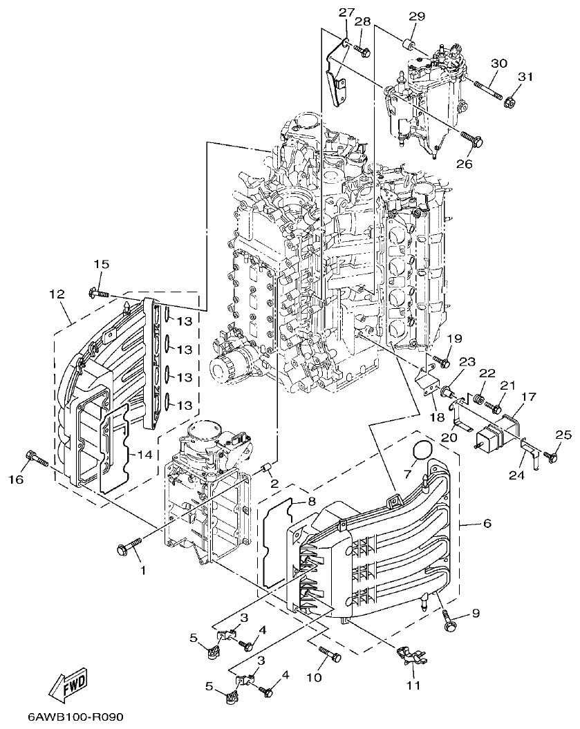 Yamaha F350AET, FL350AET INTAKE 1 parts diagram